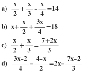 Matemática - Equações com respostas em Fração
