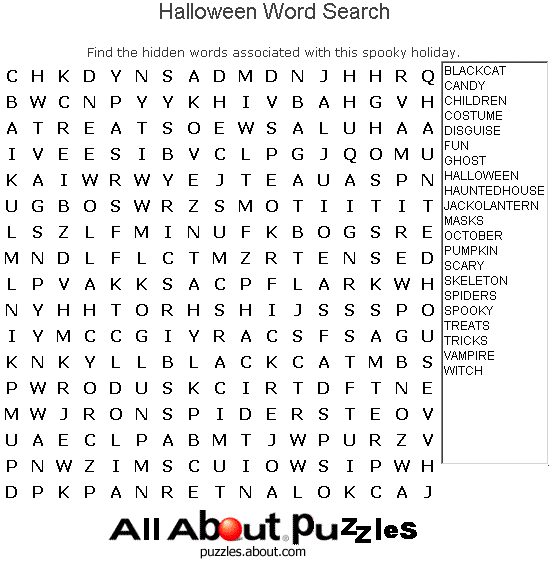 Caça-Palavras com Palavras em Inglês - Halloween